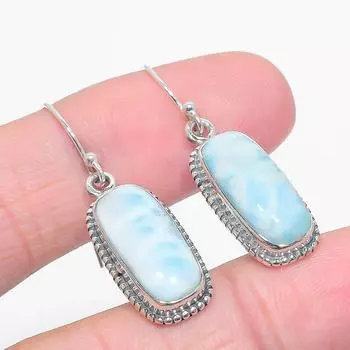 Серьги из стерлингового серебра 925 пробы с драгоценным камнем Natural Republic Larimar 1,50 дюйма F9N19