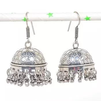 Серьги из стерлингового серебра 925 пробы с натуральным индийским драгоценным камнем Джумки размером 1,97 дюйма Z7m83