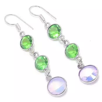 Серьги из стерлингового серебра 925 пробы с натуральным цаворитом и огненным опалом, 2,36 дюйма, f9Y47