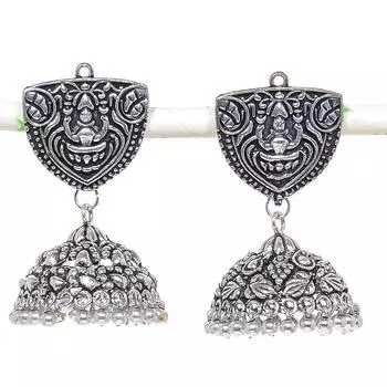 Серьги из стерлингового серебра 925 пробы с натуральным индийским драгоценным камнем Джумки размером 2,17 дюйма g5a55