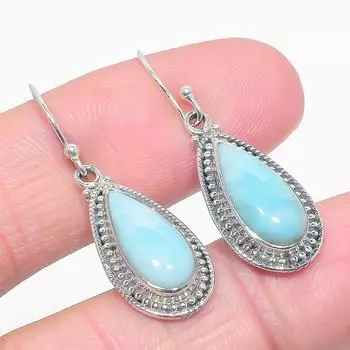 Серьги из стерлингового серебра 925 пробы с драгоценным камнем Natural Republic Larimar 1,50 дюйма P0W55