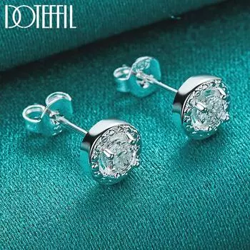 Серьги из стерлингового серебра 925 пробы с круглыми AAA цирконами, модные свадебные ювелирные аксессуары 0.60*0.60cm