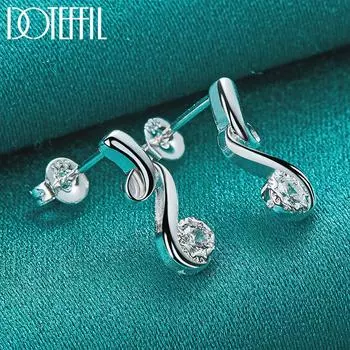 Серьги из стерлингового серебра 925 пробы с цирконием класса ААА, модные свадебные украшения для вечеринки в подарок 1.40*0.50cm