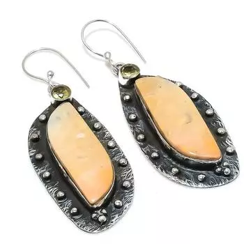 Серьги из стерлингового серебра 925 пробы с натуральной яшмой малигано и цитрином, 2,68 дюйма, w8C97