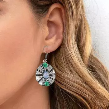 Серьги из стерлингового серебра 925 пробы с драгоценным камнем ручной работы изумруд