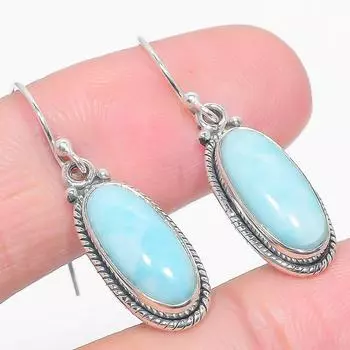 Серьги из стерлингового серебра 925 пробы с драгоценным камнем Natural Republic Larimar 1,50 дюйма t8m04