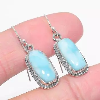 Серьги из стерлингового серебра 925 пробы с драгоценным камнем Natural Republic Larimar 1,50 дюйма i7s60