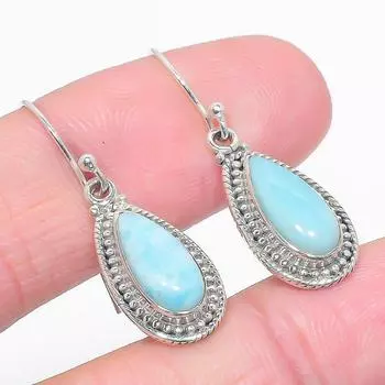 Серьги из стерлингового серебра 925 пробы с драгоценным камнем Natural Republic Larimar 1,50 дюйма W0r92