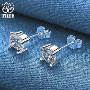 Серьги из стерлингового серебра 925 пробы с круглыми AAA цирконами, модные подарочные украшения для свадебного платья 0.50*0.50cm