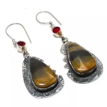 Серьги из стерлингового серебра 925 пробы с натуральным гранатом Sonora Sunrise, 2,60 дюйма, Y6P97