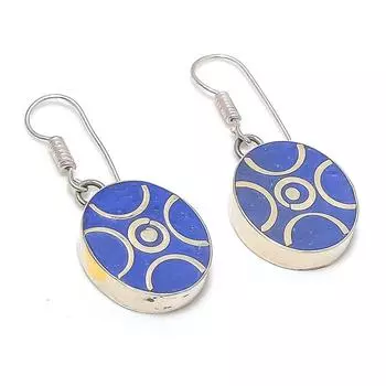 Серьги из стерлингового серебра 925 пробы с натуральным лазуритом 1,46 дюйма D4g58