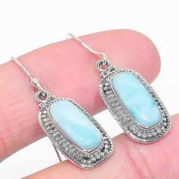 Серьги из стерлингового серебра 925 пробы с драгоценным камнем Natural Republic Larimar 1,50 дюйма a2E91