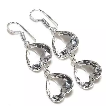 Серьги из стерлингового серебра 925 пробы с натуральным белым топазом 2,05 дюйма G3S81