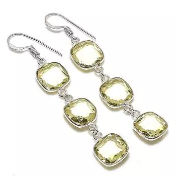 Серьги из стерлингового серебра 925 пробы с натуральным цитрином, ручная работа, 2,44 дюйма T1Y01