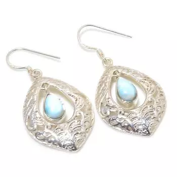 Серьги из стерлингового серебра 925 пробы Natural Republic с драгоценным камнем Ларимар, 1,50 дюйма, J7A59