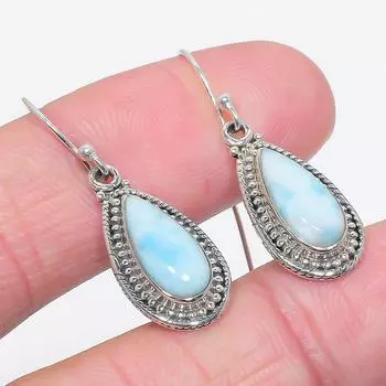 Серьги из стерлингового серебра 925 пробы Natural Republic с драгоценным камнем Ларимар, 1,50 дюйма, c8G00