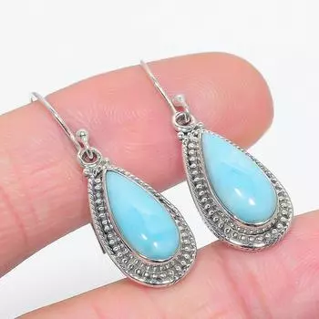 Серьги из стерлингового серебра 925 пробы Natural Republic с драгоценным камнем Ларимар, 1,50 дюйма, q7a99
