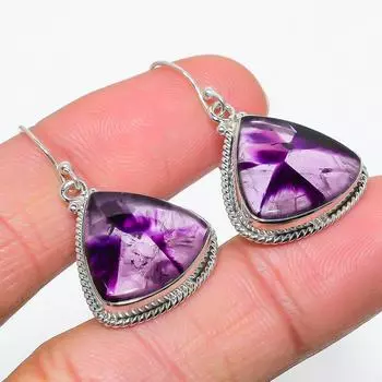 Серьги из стерлингового серебра 925 пробы с натуральным бразильским аметистом 1,50 дюйма k9I18