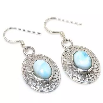 Серьги из стерлингового серебра 925 пробы с драгоценным камнем Natural Republic Larimar 1,50 дюйма V1j89