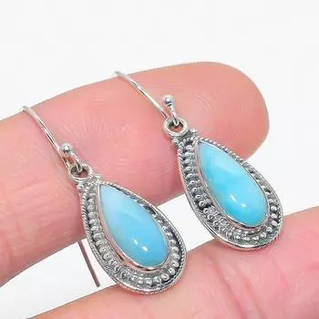 Серьги из стерлингового серебра 925 пробы с драгоценным камнем Natural Republic Larimar 1,50 дюйма s3y66