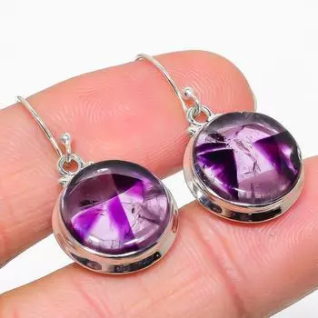 Серьги из стерлингового серебра 925 пробы с натуральным бразильским аметистом 1,50 дюйма c8N74