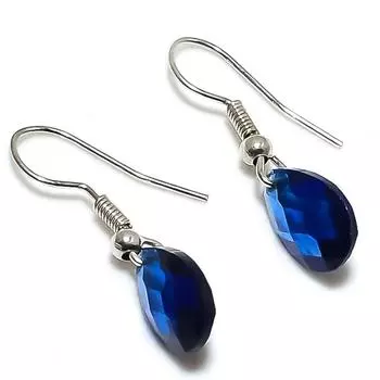 Серьги из стерлингового серебра 925 пробы с натуральным лондонским голубым топазом 1,10 дюйма k6E79