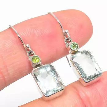 Серьги из стерлингового серебра 925 пробы с натуральным зеленым аметистом, 1,25 дюйма, g3Q79