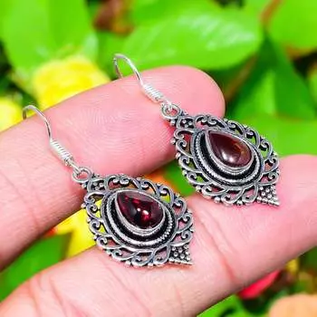 Серьги из стерлингового серебра 925 пробы с натуральным гессонитом и гранатом размером 1,62 дюйма k6w11