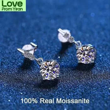 Серьги из стерлингового серебра 925 пробы, 100% муассанит, бриллианты, драгоценный камень, свадебные, обручальные, висячие серьги-крючки, ювелирные украшения