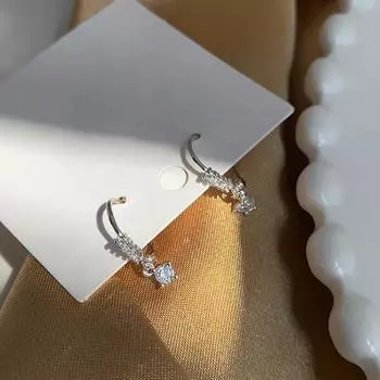 Серьги из стерлингового серебра 925 пробы в Корейском стиле с одним рядом циркония для девочек и женщин, украшения на день рождения eh081 серебряный