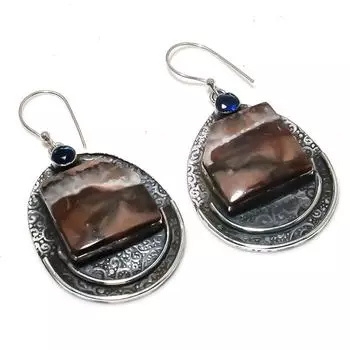 Серьги из стерлингового серебра 925 пробы с натуральной бабочкой и голубым топазом, 2,40 дюйма, D4d63