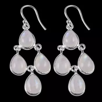 Серьги из стерлингового серебра 925 пробы, женские серьги, подарок для нее, висячие серьги, серьги с камнями по месяцу рождения, серьги с лунным камнем