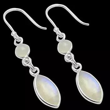 Серьги из стерлингового серебра 925 пробы, женские серьги, серьги с драгоценными камнями, подарок для нее, висячие серьги, серьги ручной работы, серьги с лунным камнем