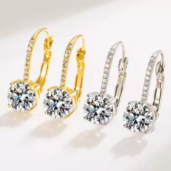 Серьги из стерлингового серебра 925 пробы с кристаллами циркония, простой геометрический дизайн, роскошные ювелирные изделия для женщин, подарки на помолвку золотой