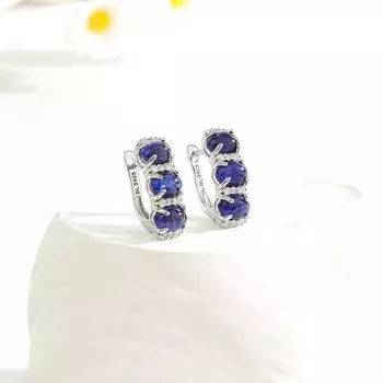 Серьги из стерлингового серебра 925 пробы с натуральными сапфирами из наполненного стекла, легкие, роскошные, драгоценные, для дам, подарок на годовщину помолвки M синий