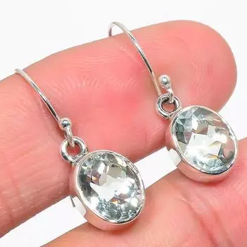 Серьги из стерлингового серебра 925 пробы с натуральным зеленым аметистом, 1 дюйм s0E08
