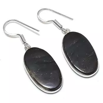 Серьги из стерлингового серебра 925 пробы с натуральным черным тигровым глазом 1,77 дюйма a1r94
