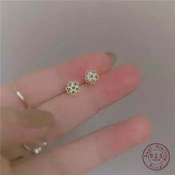 Серьги из стерлингового серебра 925 пробы с полым изящным кристаллом и цветочным покрытием из 14-каратного золота для женщин, благородные роскошные свадебные подарочные ювелирные изделия золотой