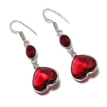 Серьги из стерлингового серебра 925 пробы с натуральным гранатом ручной работы 2,01 дюйма K8o88