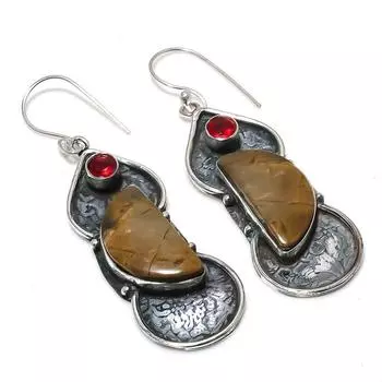 Серьги из стерлингового серебра 925 пробы с натуральным гранатом Sonora Sunrise 2,64 дюйма l1C22