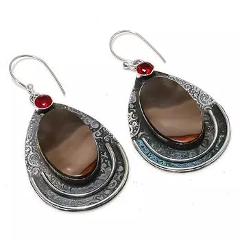 Серьги из стерлингового серебра 925 пробы с натуральным мукаитом и гранатом, 2,48 дюйма C1J23