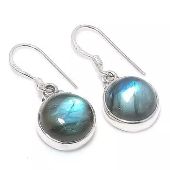 Серьги из стерлингового серебра 925 пробы с натуральным лабрадоритом 1,25 дюйма Z8g53