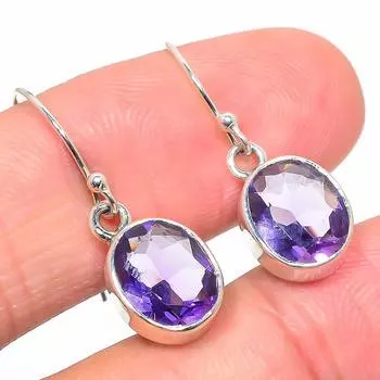 Серьги из стерлингового серебра 925 пробы с натуральным аметистом, ручная работа, 1,25 дюйма, g8N74