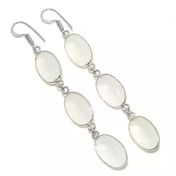 Серьги из стерлингового серебра 925 пробы с натуральным халцедоном 3,23 дюйма D8i53