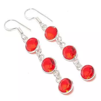 Серьги из стерлингового серебра 925 пробы с натуральным мозамбикским гранатом 2,36 дюйма G6u51