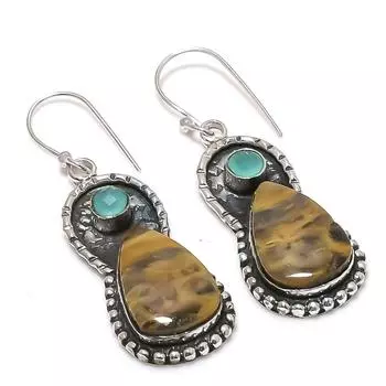 Серьги из стерлингового серебра 925 пробы с натуральным камнем Sonora Sunrise, 2,21 дюйма V9C32