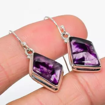 Серьги из стерлингового серебра 925 пробы с натуральным бразильским аметистом 1,50 дюйма n7m04