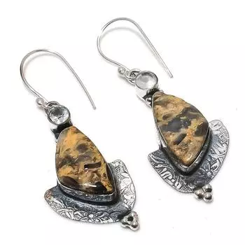 Серьги из стерлингового серебра 925 пробы с натуральным камнем Sonora Sunrise, белым топазом, 2,25 дюйма, f6j03