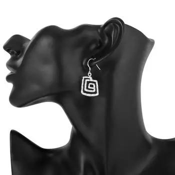 Серьги из стерлингового серебра 925 пробы с квадратным кругом, элегантные ювелирные изделия для леди, женщин, девушек, модные подарки на свадьбу и вечеринку