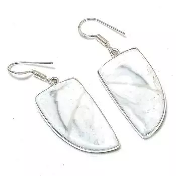 Серьги из стерлингового серебра 925 пробы с натуральным говлитом, драгоценный камень яшма, 1,97 дюйма, y5s56